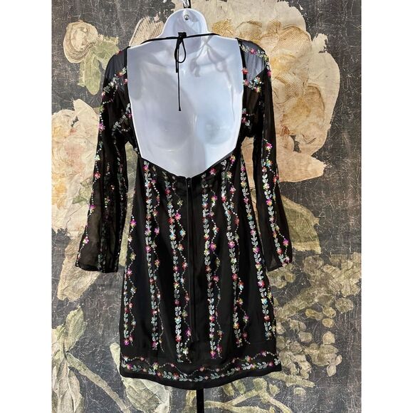 New FREE PEOPLE Anna Sui Floral Fantasy Mini Dress Size 2 - Picture 7 of 10